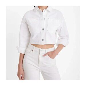 Express White Denim Cropped Shacket Jean Jacket Worn Once Size XS